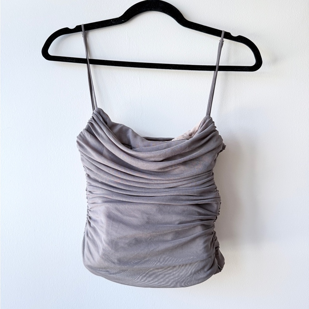 Zara Gray Ruched Cowl Neck Camisole